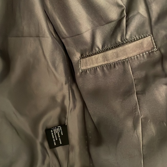 Carlos Falchi Gray Snake Print Perforated Leather Tie Front Suede Jacket - Picture 12 of 12